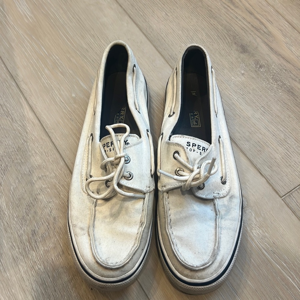White Sperry Boat Shoes - 8